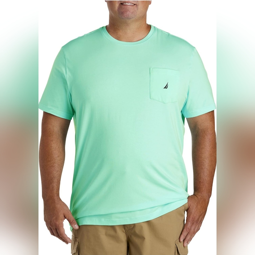 NWT Nautica Men's Solid Crew Neck Short-Sleeve Pocket T-Shirt 4XLT